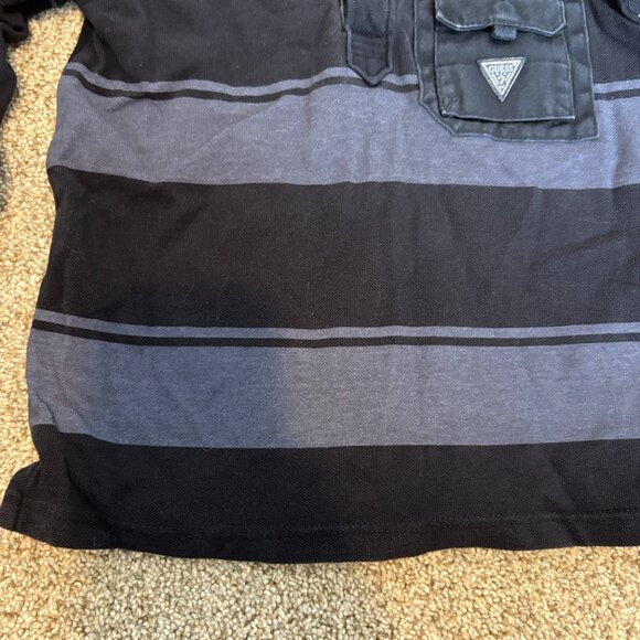Baby Boy Guess Polo Long Sleeve Rugby Shirt Toddler 3T Blue Stripes Y2K 90s - Picture 6 of 12